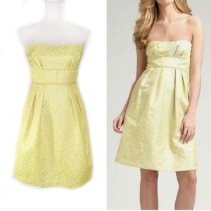 Bcbgmaxazia Yellow Silver Jacquard Dress sz 06